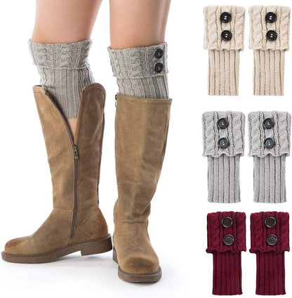 Women Boot Knit Cuffs,Short Crochet Leg Warmers, Variety of Styles Winter Warm Cuff Socks 3 Pairs