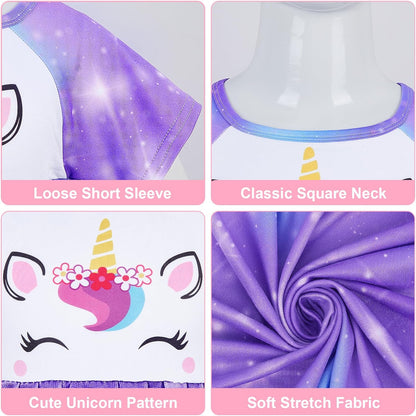 Doll and Girl Matching Nightgown Unicorn Outfit Pajamas Night Dress for Girls and 18" Dolls Clothes