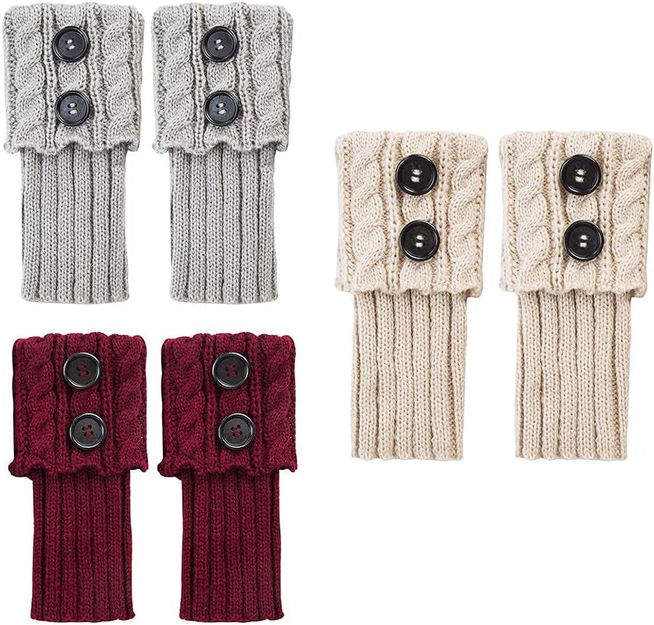 Women Boot Knit Cuffs,Short Crochet Leg Warmers, Variety of Styles Winter Warm Cuff Socks 3 Pairs