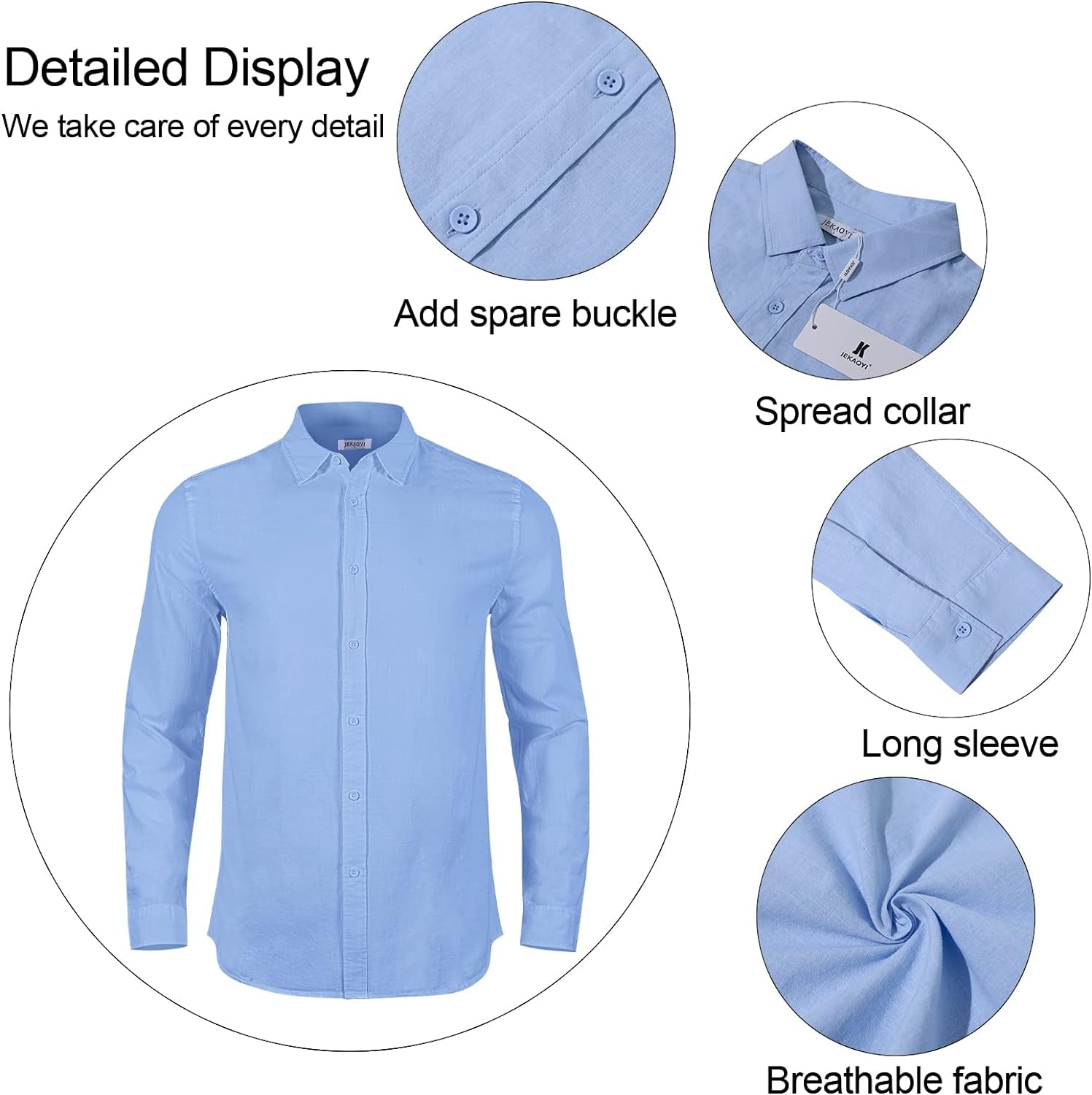 Mens Summer Casual Long Sleeve Cotton Linen Shirts Button up Solid Plain Roll-Up Sleeve Beach T Shirts