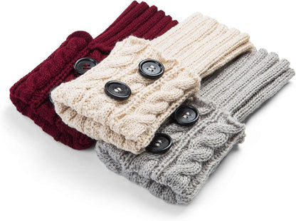 Women Boot Knit Cuffs,Short Crochet Leg Warmers, Variety of Styles Winter Warm Cuff Socks 3 Pairs