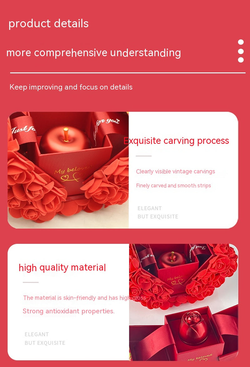 Valentines Day Gift Soap Rose Gift Box Crystal Pendant Necklace Eternal Flower Jewelry Box Set Wedding Birthday Gift for Girlfriend